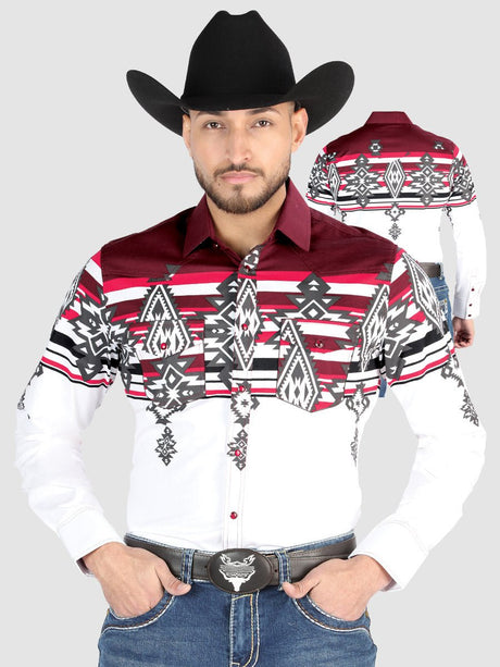 El General - Casual Long Sleeve Shirt - Burgundy 44497 - Diana Zapateria Inc