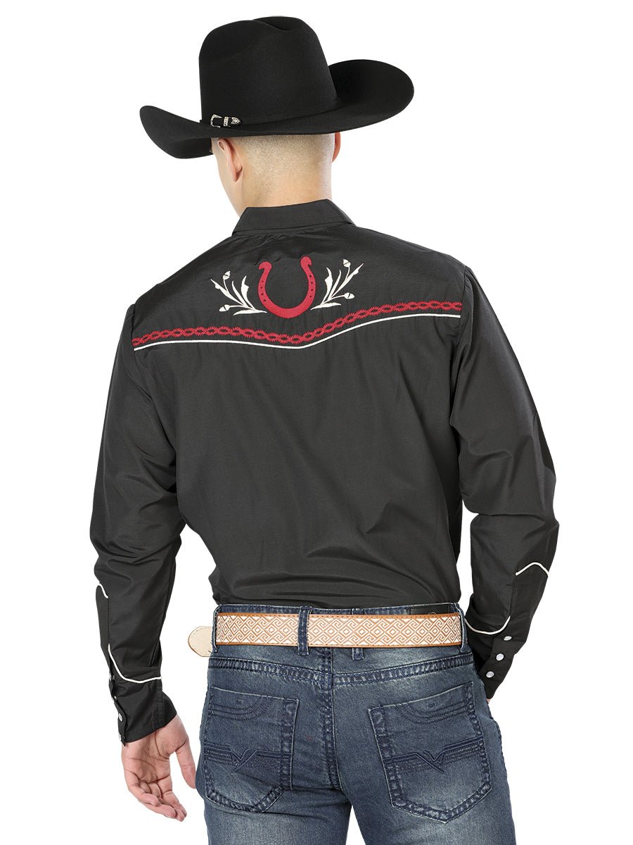 The General Embroidery Western Shirt Black/Red 43293