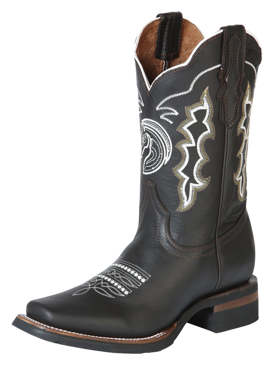 Original Leather Rodeo Boots Square Toe Chocolate Color - El General