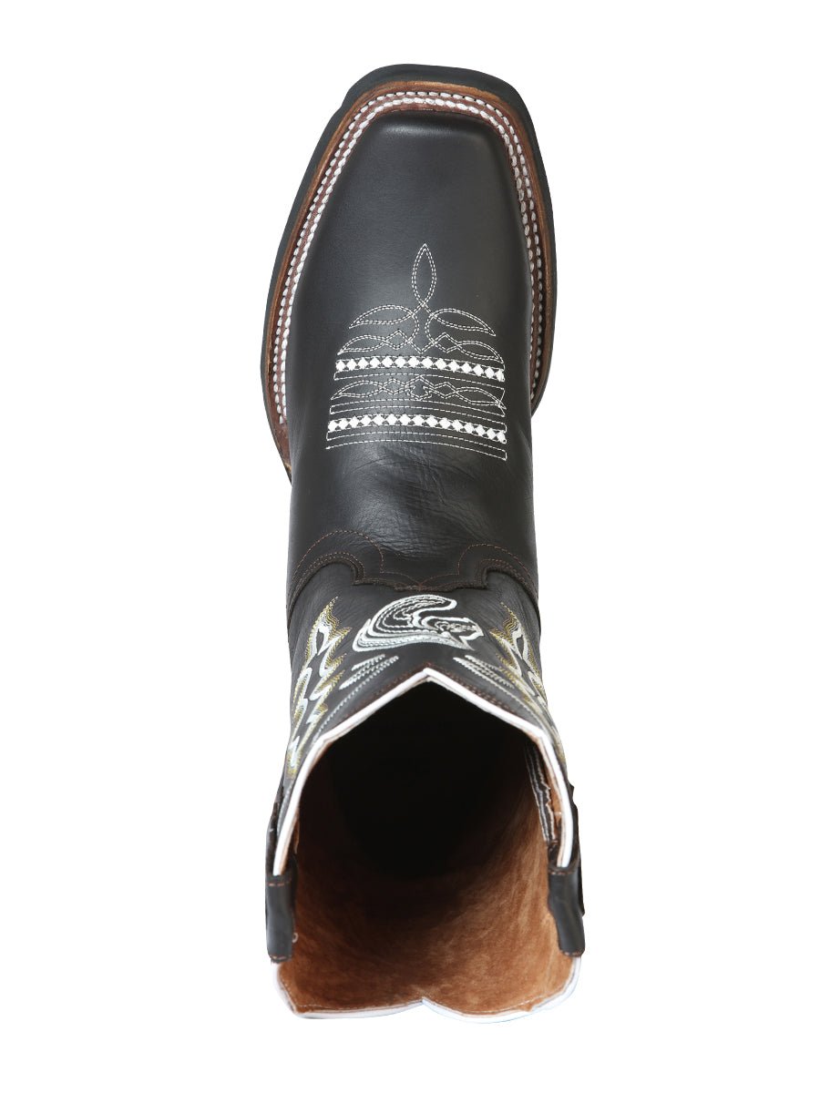 Original Leather Rodeo Boots Square Toe Chocolate Color - El General