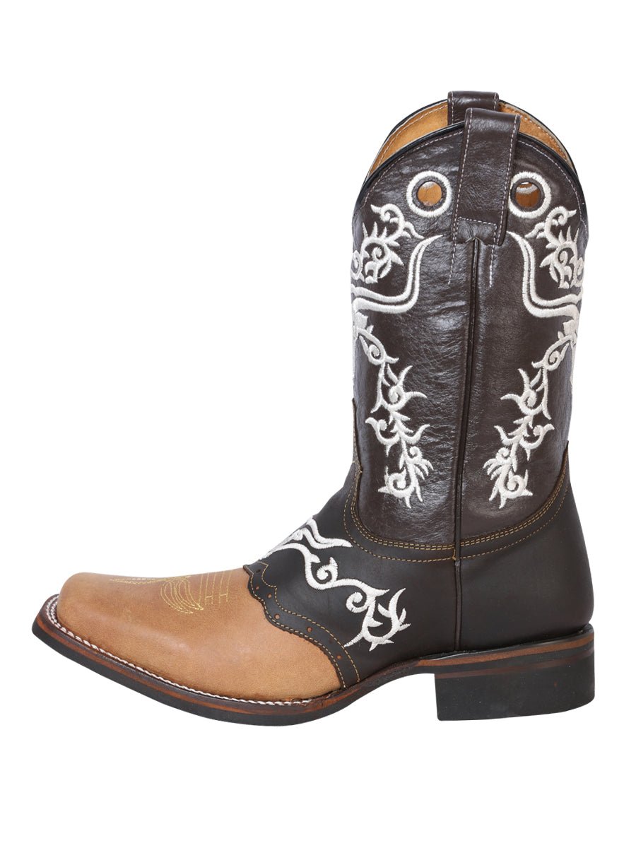 Original Leather Rodeo Boots Square Toe Honey Color Crazy/Dark Brown -