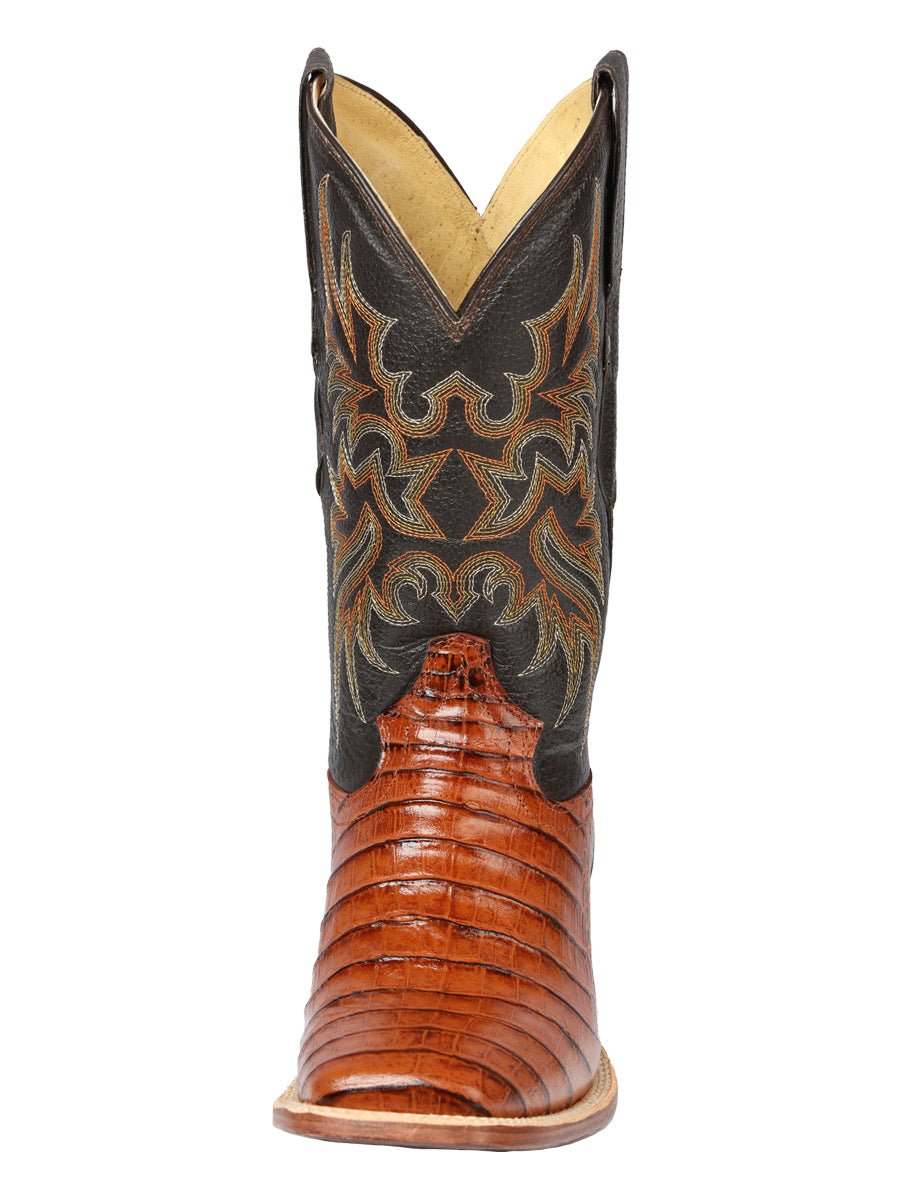 El General Rodeo - Printed Caiman Leather Boots - Cognac 44939