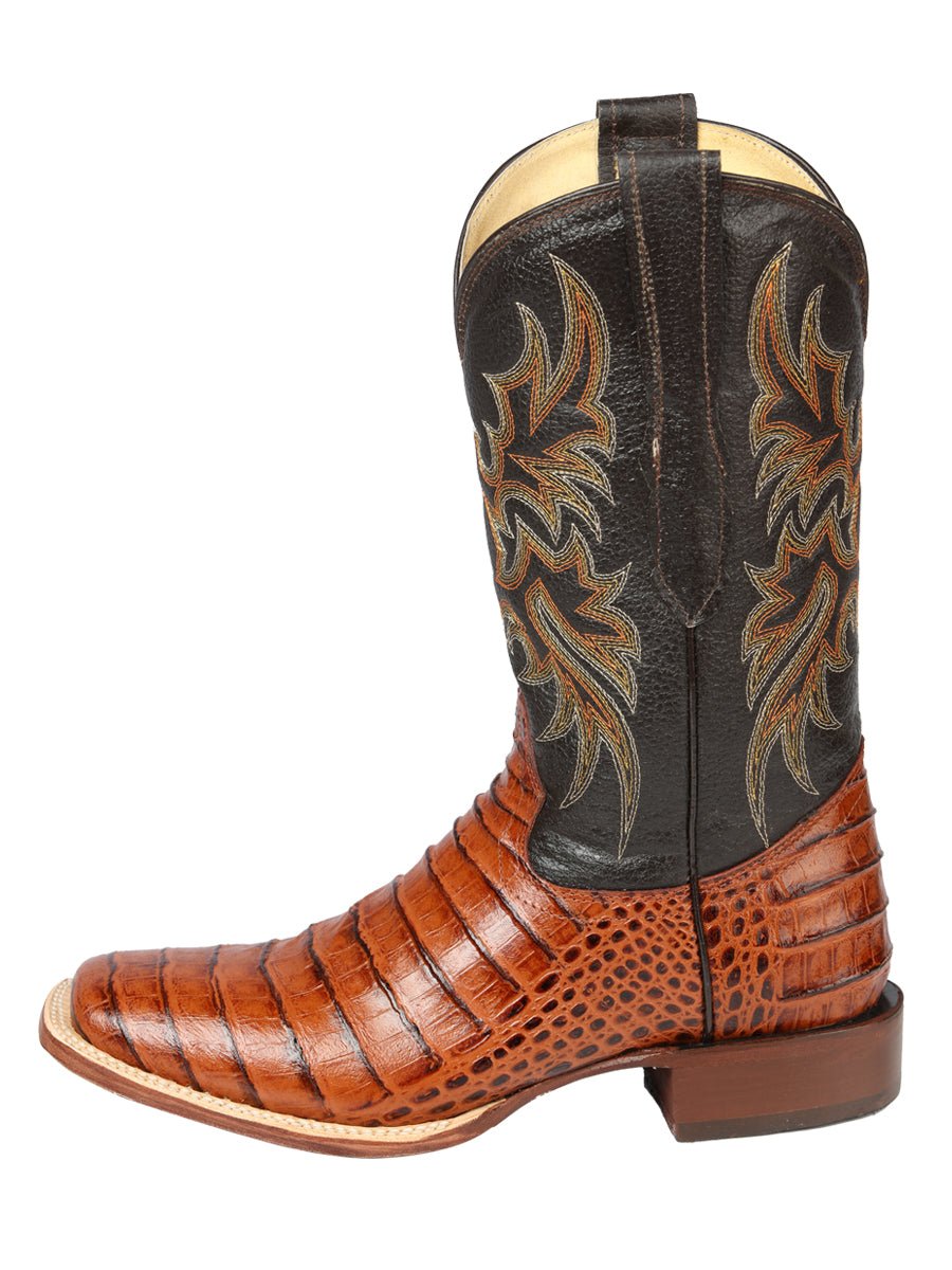 El General Rodeo - Printed Caiman Leather Boots - Cognac 44939