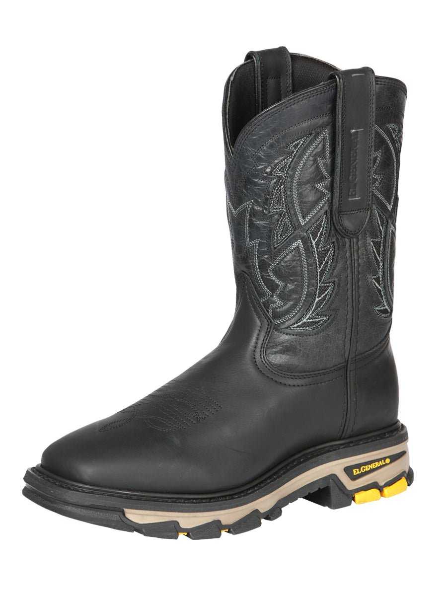 Original Leather Rodeo Boots Square Toe Black Color - El 