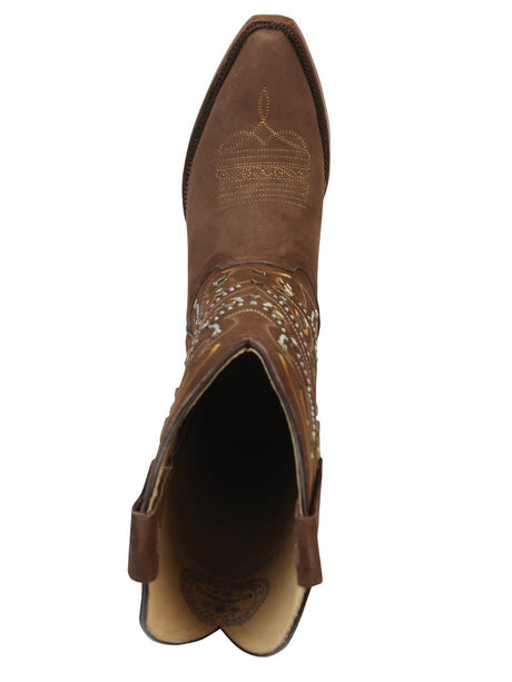 El General Women’s Embroidered Western Boots - Brown 45792 - Diana Zapateria Inc