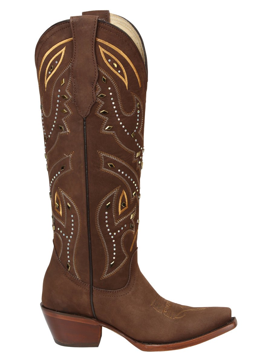 El General Women’s Embroidered Western Boots - Brown 45792 - Diana Zapateria Inc