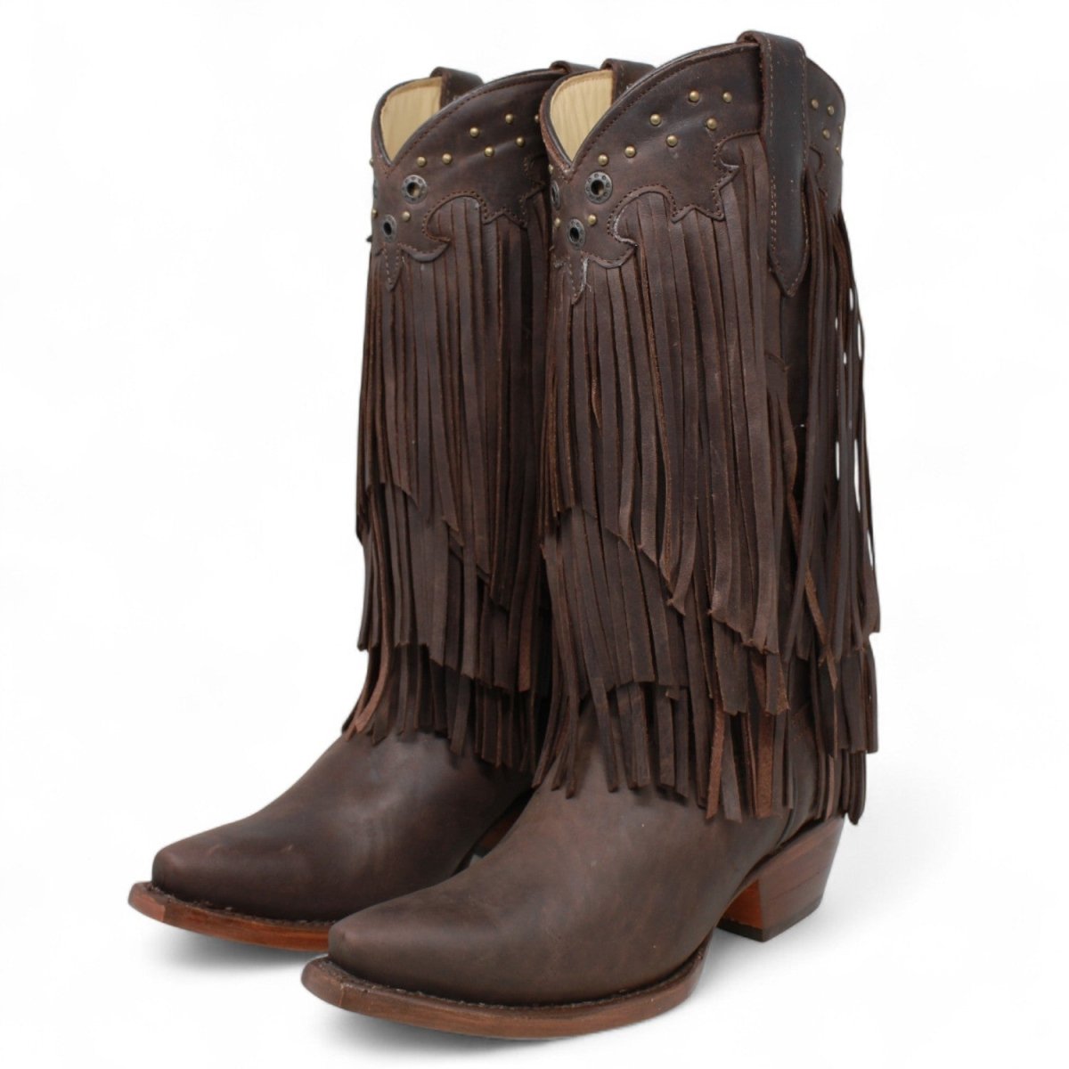 El General Women’s Fringe Western Boots - Choco 45795 - Diana Zapateria Inc