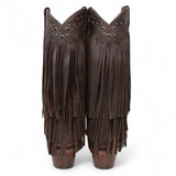 El General Women’s Fringe Western Boots - Choco 45795 - Diana Zapateria Inc