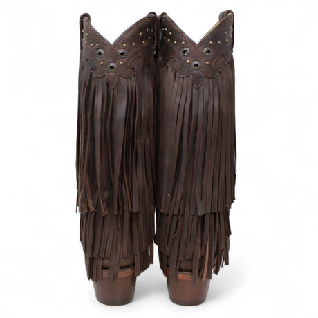 El General Women’s Fringe Western Boots - Choco 45795 - Diana Zapateria Inc