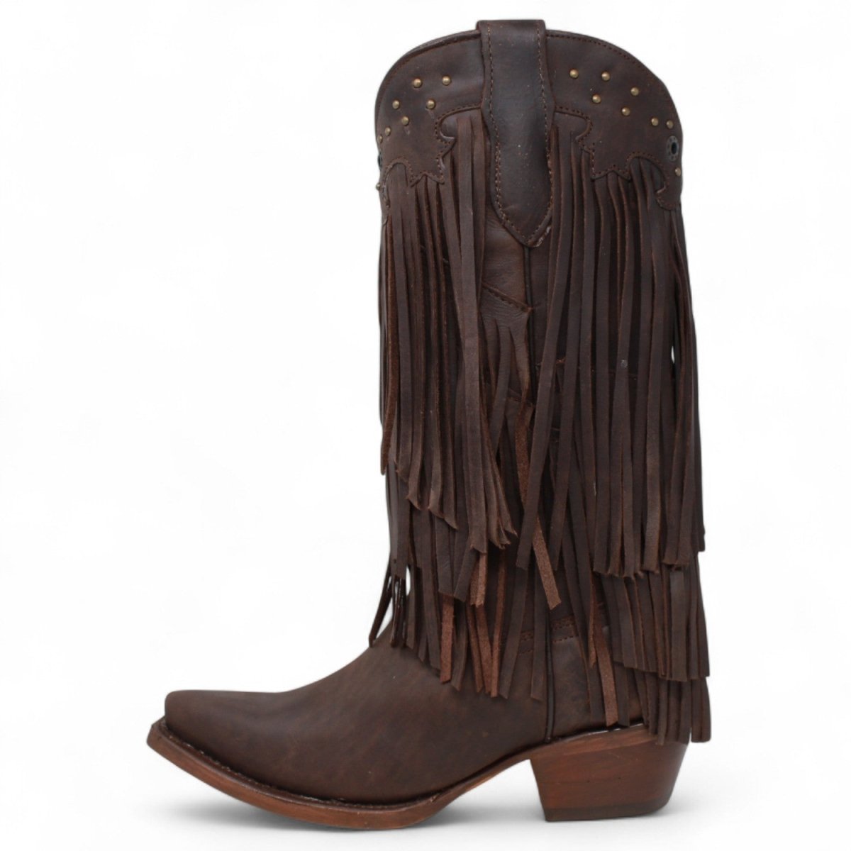 El General Women’s Fringe Western Boots - Choco 45795 - Diana Zapateria Inc