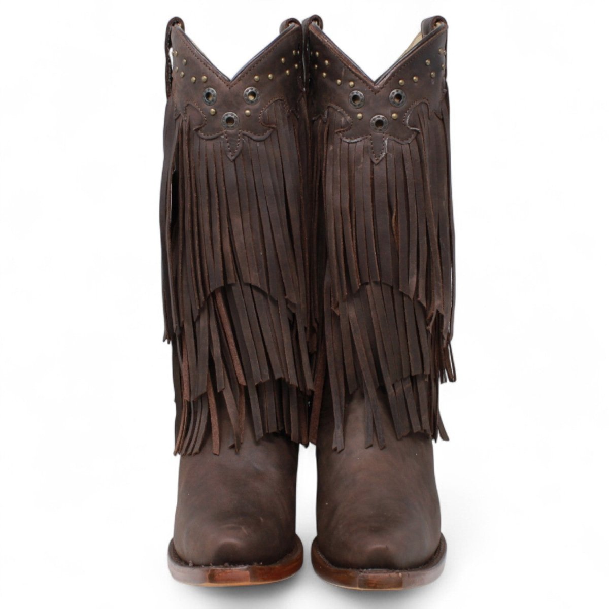 El General Women’s Fringe Western Boots - Choco 45795 - Diana Zapateria Inc