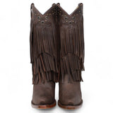 El General Women’s Fringe Western Boots - Choco 45795 - Diana Zapateria Inc