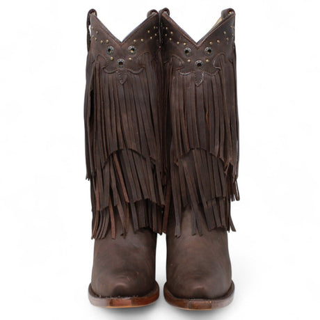 El General Women’s Fringe Western Boots - Choco 45795 - Diana Zapateria Inc