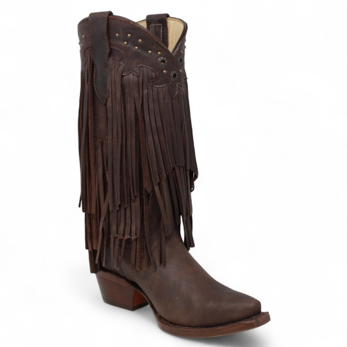 フリンジ ウエスタンレザーブーツ Western Leather Boots El General Women's Fringe Western Boots - Choco 45795