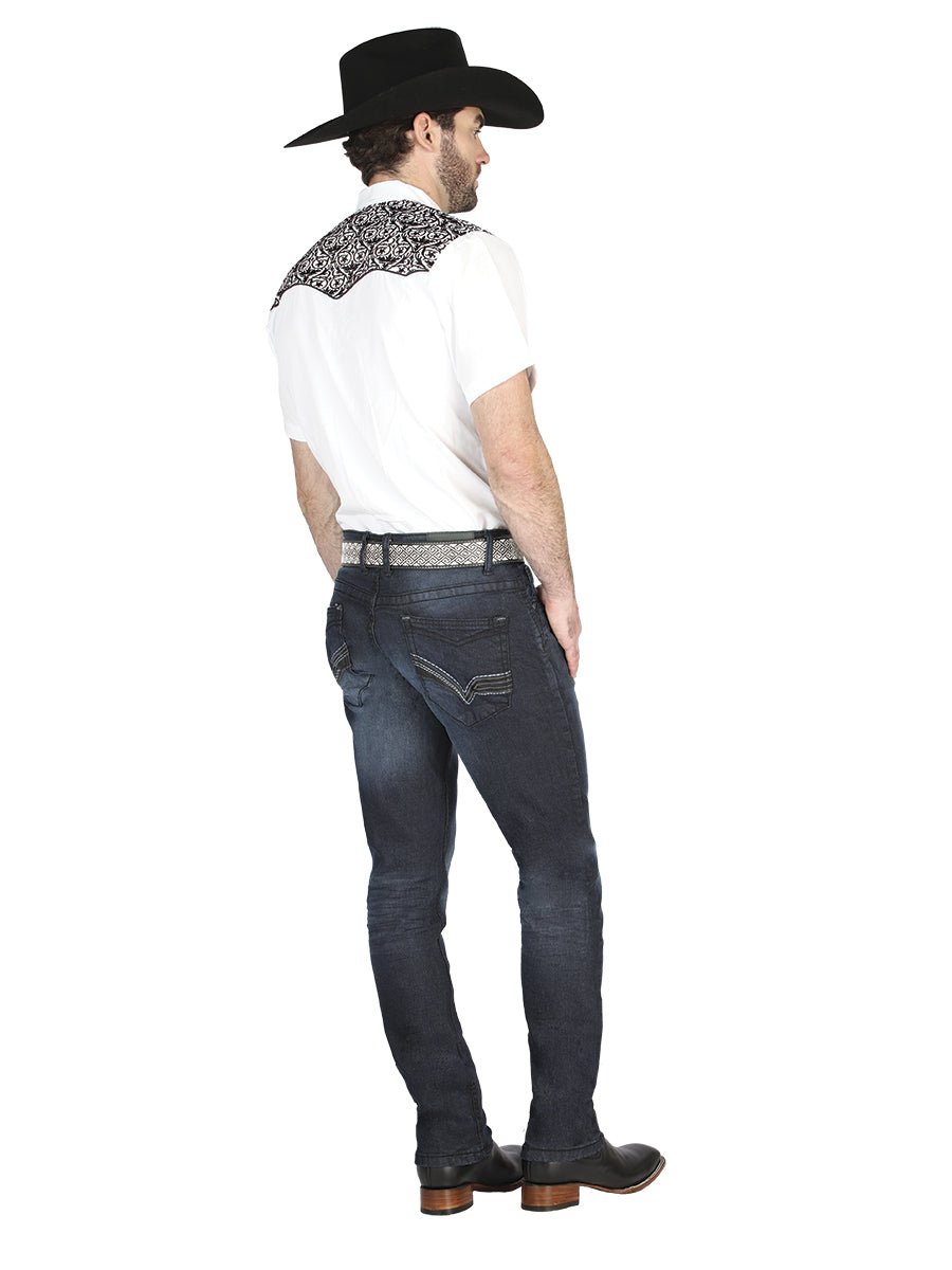 El Norteño Skinny Stretch Denim Pants In Dark Blue 126634 - Diana Zapateria Inc