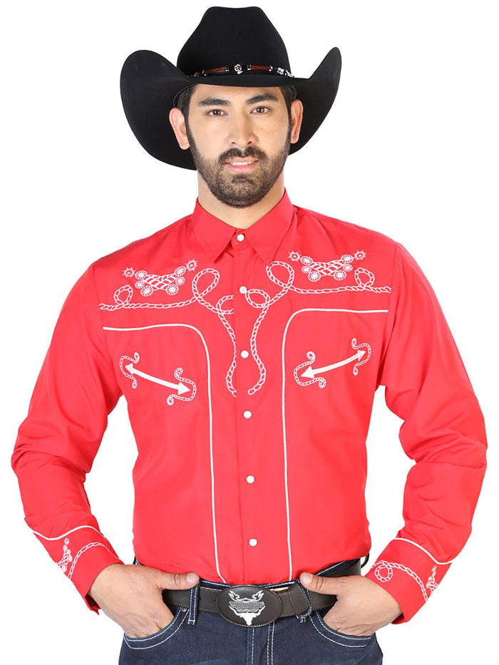 El Señor de los Cielos Embroidery Shirt Red/White 126719 main image 1