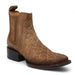 Fish Print Leather Square Toe Ankle Boots - Cinnamon - Hooch Boots