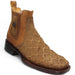 Fish Print Leather Square Toe Ankle Boots - Honey - Hooch Boots