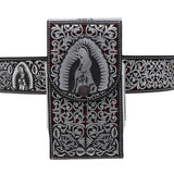 Funda para Smartphone de Cuero Corte Laser Original Virgen De Guadalupe en Plata - A&A Boots