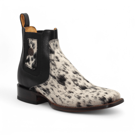 Genuine Cowhide Hair Square Toe Ankle Boots - Hooch Boots