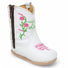 Genuine Leather Baby Girl Boots Round Toe with Flowers - White Diamonds Boots