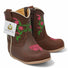 Genuine Leather Baby Girl Boots Round Toe with Flowers - White Diamonds Boots
