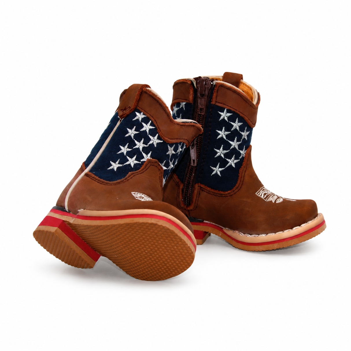 Bota Vaquera para Bebe Niño Edicion Patriot Punta Cuadrada de Piel Genuina Color Cafe con Suela de Hule Hooch Boots H514 - vista de la suela