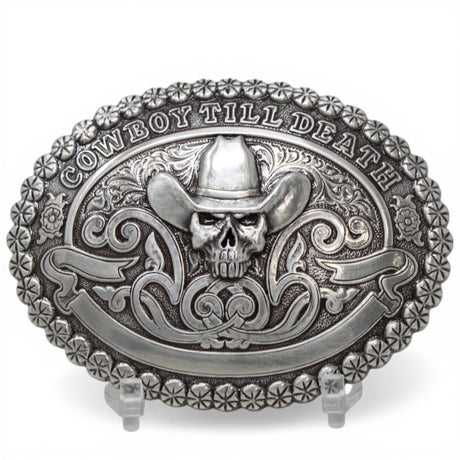 Hebilla Ovalada Plateada – “Cowboy Till Death” - Crumrine - M&F Western Products