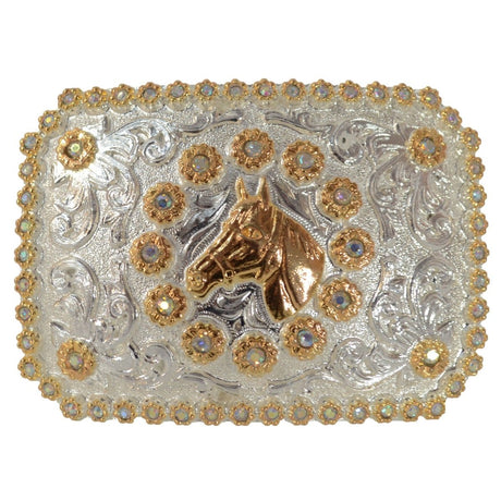 Hebilla Vaquera para Dama con Caballo y Piedra de Color - White Diamonds Boots