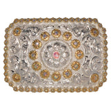 Hebilla Vaquera para Dama con Flor y Piedra de Color - White Diamonds Boots