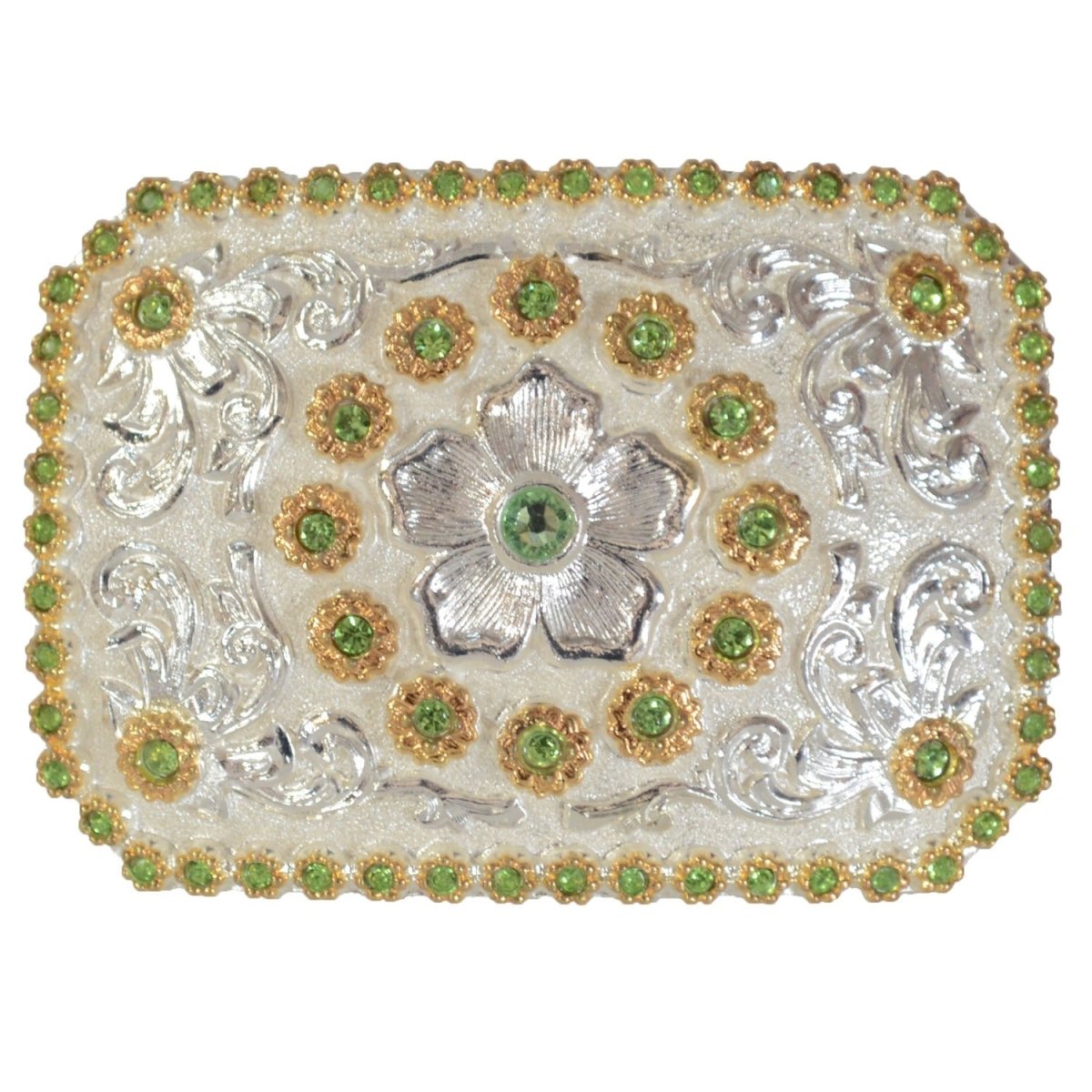 Hebilla Vaquera para Dama con Flor y Piedra de Color - White Diamonds Boots
