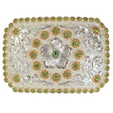 Hebilla Vaquera para Dama con Flor y Piedra de Color - White Diamonds Boots