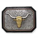 Hebilla Vaquera Rectangular en Plata con Toro - Ariat - M&F Western Products