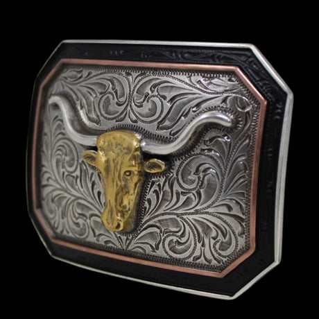 Hebilla Vaquera Rectangular en Plata con Toro - Ariat - M&F Western Products