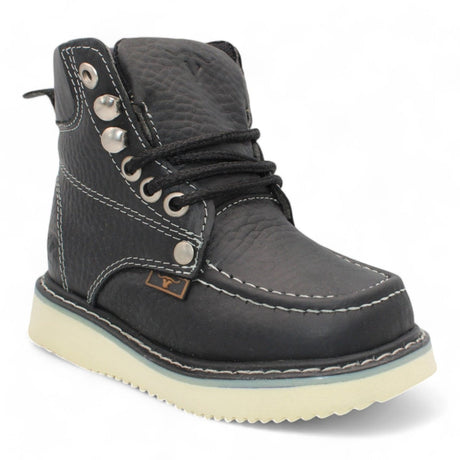 Kid´s Moc Toe Leather Boot Black - HBN80105 - Hooch Boots