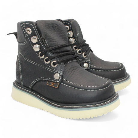 Kid´s Moc Toe Leather Boot Black - HBN80105 - Hooch Boots