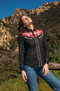 Ladies Cotton Black Embroidery Western Shirt With Suede - Platini Fashion