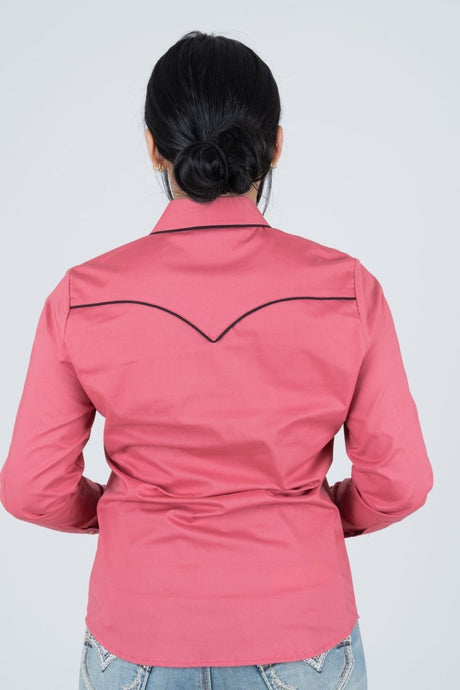 Ladies Cotton Pink Embroidery Western Shirt - Platini Fashion