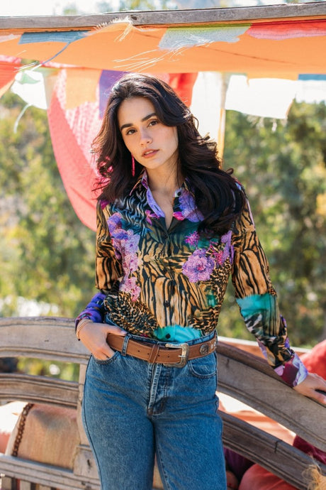 Ladies Premium Greek Design Digital Print Shirt - Platini Fashion