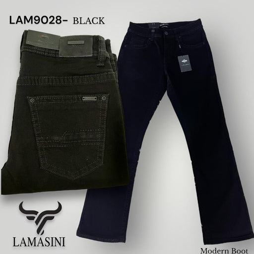 Lamasini Men's Black Modern Boot Denim Jeans LAM - 9028 - Lamasini