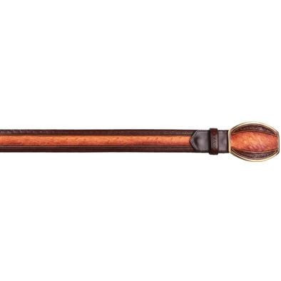 Genuine Ostrich Casual Belt laser design Faded Buttercup - Los Altos Boots - Front View