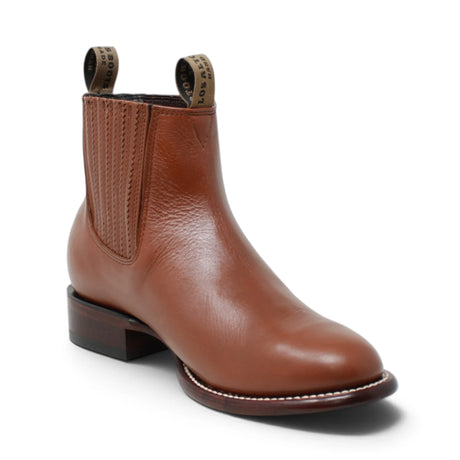 Wester Genuine Leather Roper Ankle Boots Rage Walnut Color - Los Altos Boots -Side View 