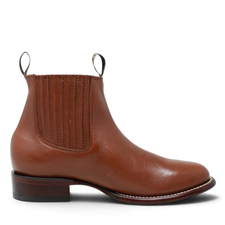 Wester Genuine Leather Roper Ankle Boots Rage Walnut Color - Los Altos Boots -Side View 