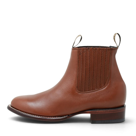 Wester Genuine Leather Roper Ankle Boots Rage Walnut Color - Los Altos Boots -Side View 