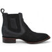 Los Altos Men's Wide Square Toe Suede Leather Short Boots - Black 82BV6305 - Los Altos Boots