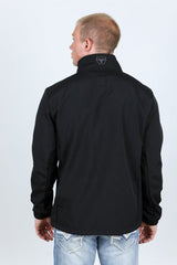 Mens Aztec Softshell Water - Resistant Jacket - Black - Platini Fashion