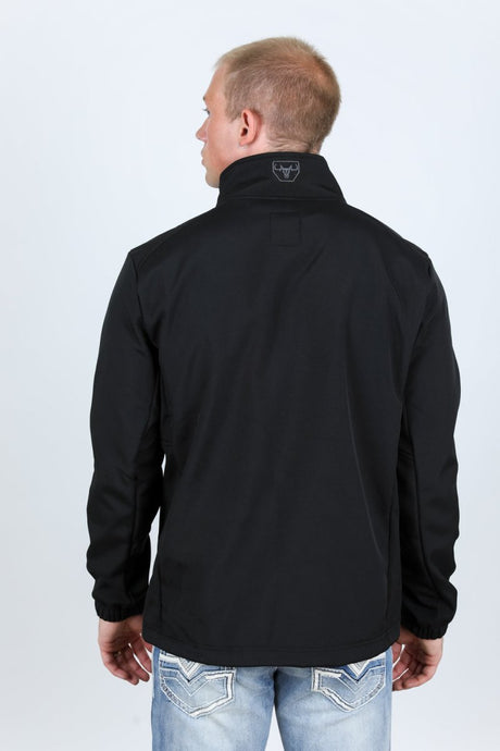Mens Aztec Softshell Water - Resistant Jacket - Black - Platini Fashion