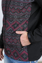 Mens Aztec Softshell Water - Resistant Jacket - Black - Platini Fashion