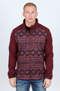 Mens Aztec Softshell Water - Resistant Jacket - Burgundy - Platini Fashion