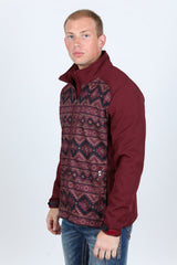 Mens Aztec Softshell Water - Resistant Jacket - Burgundy - Platini Fashion